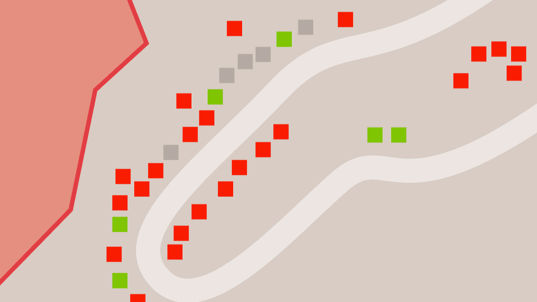 각 레이어에 대한 설명이 있는 지도 레이어를 보여주는 다이어그램 (아래에서 위로): 로스앤젤레스 기본 지도, 대피 구역, 활성 화재 구역, 피해 평가, 피해 사진